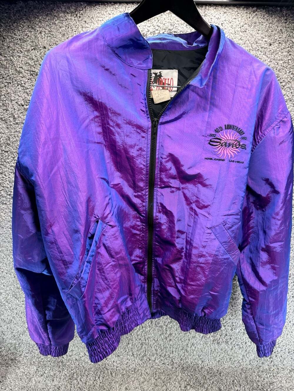 Vintage 1992 Sands Hotel Casino 40th Anniversary Iridescent Bomber Jacket Large